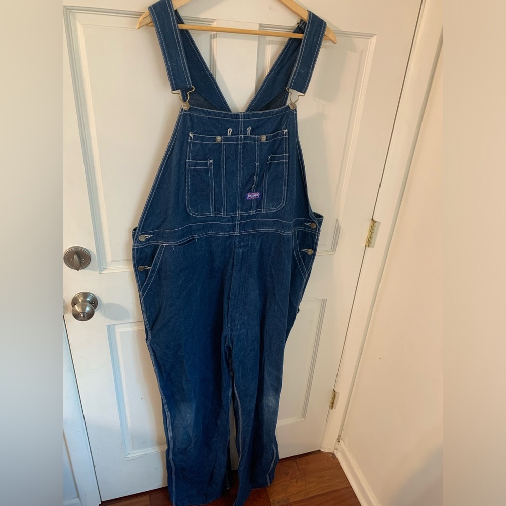 Big Smith Men’s 100% Cotton Denim Jean Dark Wash Overalls 48x32